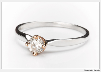 Diamond ring silver rose gold band engagement ring