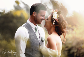 closeup of bride and groom